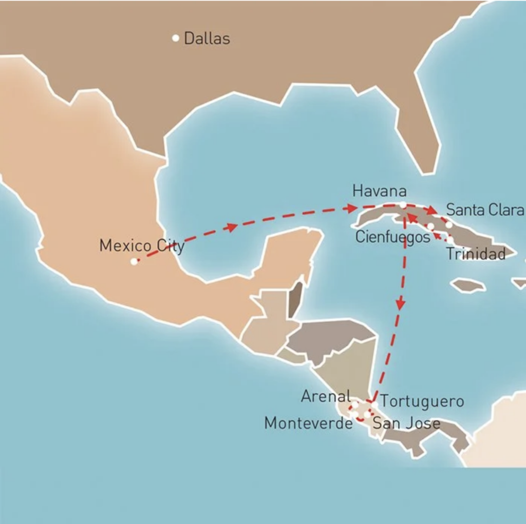 SPENDOURS OF MEXICO, CUBA & COSTA RICA map
