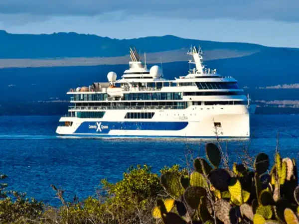 CELEBRITY FLORA side profile Galapagos waters