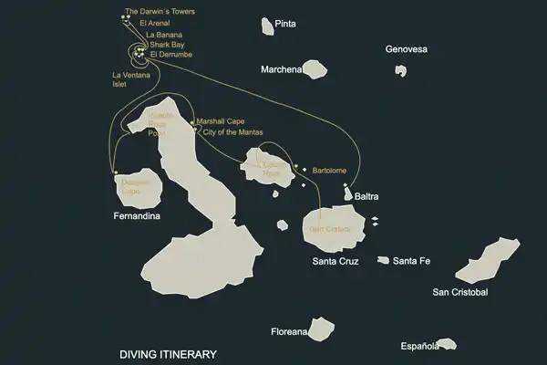 GALAXY DIVER II dive itinerary Galapagos islands