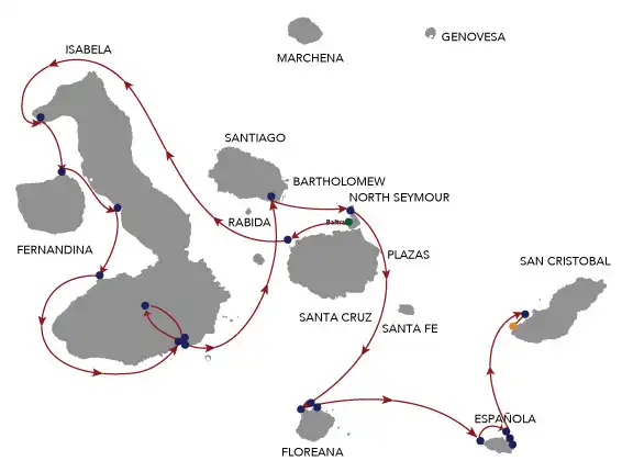 NATURAL PARADISE 8 day B itinerary map